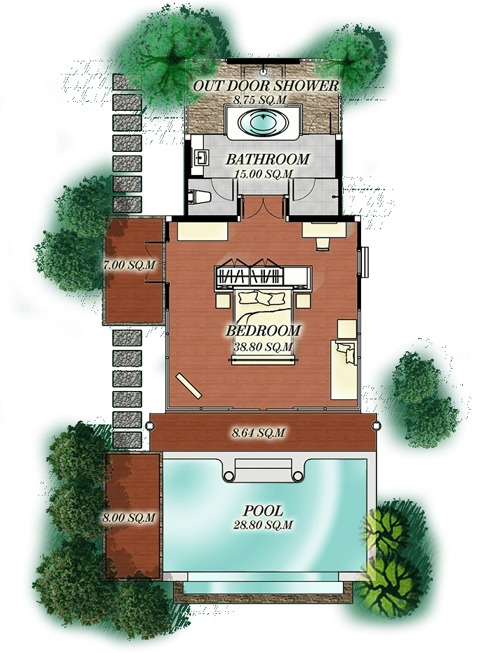 Pool Villa Beachfront Seaview plan